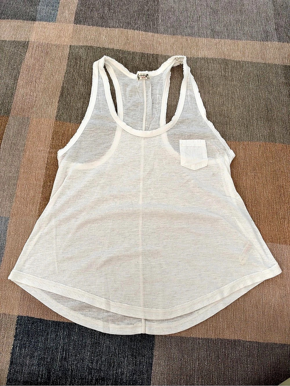 Free People Seize The Day Pocket Tank White Racerback